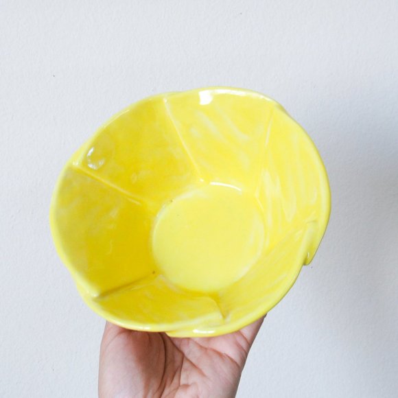 Sunny Yellow Handmade Ceramic Bowl Decorative Bowl Stylish Decor Retro Vintage - Picture 8 of 10